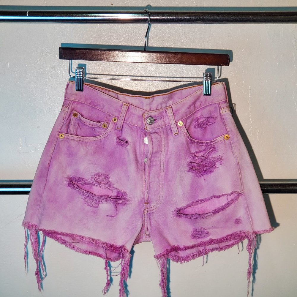 Lilac Distressed Shorts